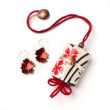 Helen Cowart - Inrō with Manju Netsuke and Earrings yukata jewelry show vintage Japanese cotton