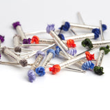 Petite Bar Stud with Gray Silk