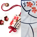 Helen Cowart - Inrō with Manju Netsuke and Earrings yukata jewelry show vintage Japanese cotton
